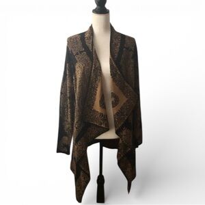 J.Jill neutral boho open front paisley print 100% cotton cardigan, Size small